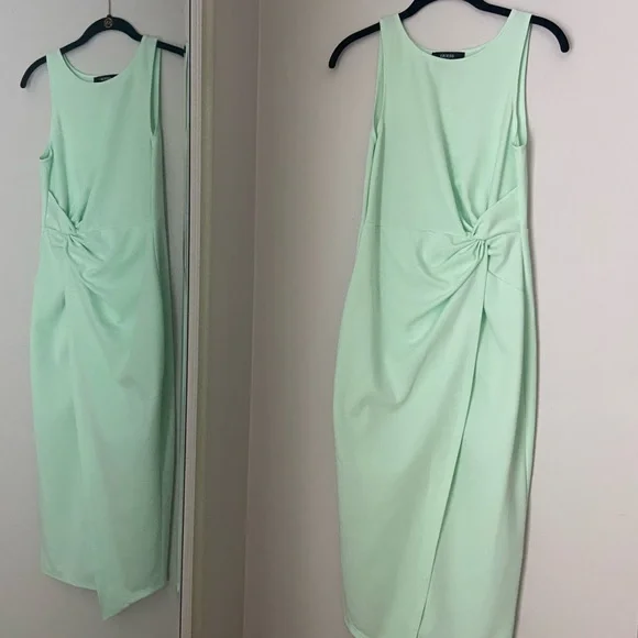 Guess | Dresses | Sleeveless Scuba Crepe Faux Wrap Dress In Pastel Green |  Poshmark